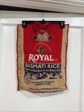 Royal Basmati Rice Sack farmers market bag - Red & Natural